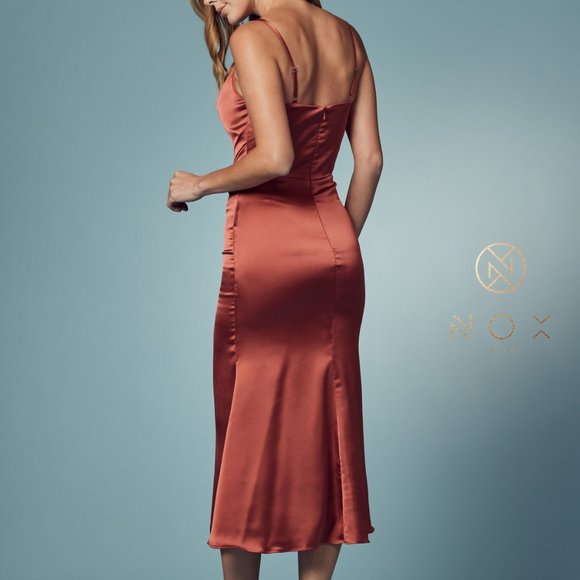 RUSTY ROSE MIDI PARTY PROM Sweetheart Neck Sheath Shape Prom MIDI Dress NXR1027 - Picture 6 of 7